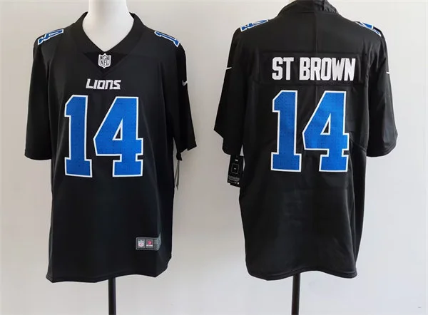 Mens Detroit Lions #14 Amon-Ra St. Brown Carbon Black Fashion Limited Jersey