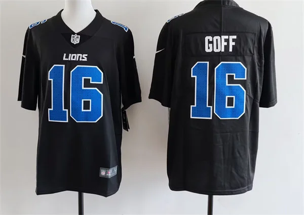 Mens Detroit Lions #16 Jared Goff Carbon Black Fashion Limited Jersey
