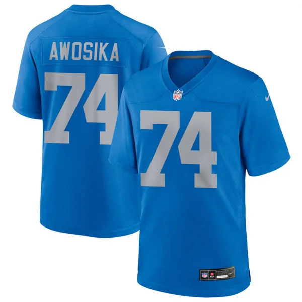 Mens Detroit Lions #74 Kayode Awosika Nike Royal Alternate Retro F.U.S.E. Limited Jersey