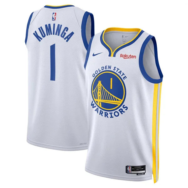 Mens Golden State Warriors #1 Jonathan Kuminga 2025-26 White Association Edition Swingman Jersey