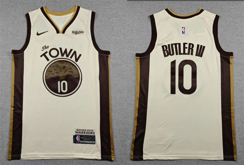Mens Golden State Warriors #10 Jimmy Butler III 2025-26 Tan City Edition Swingman Jersey