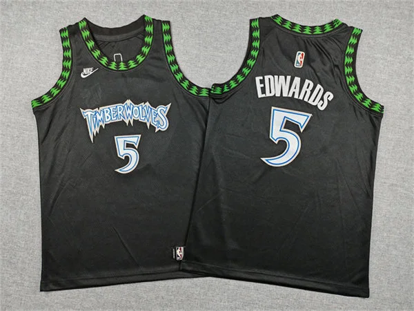 Youth Minnesota Timberwolves #5 Anthony Edwards Black Classic Edition Jersey
