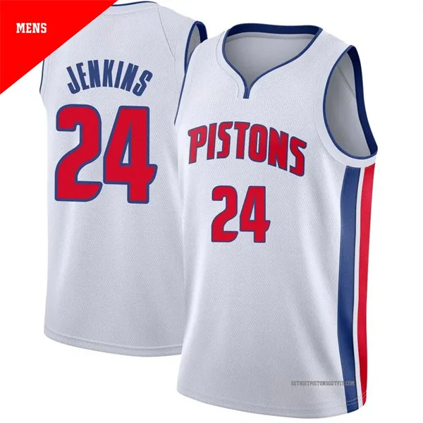 Mens Detroit Pistons #24 Daniss Jenkins White Association Edition Swingman Jersey