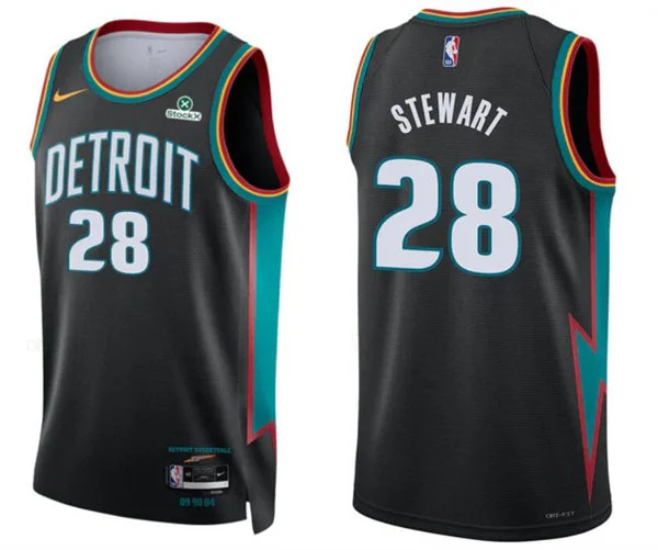 Mens Detroit Pistons #28 Isaiah Stewart Charcoal 2025-26 City Edition Swingman Jersey