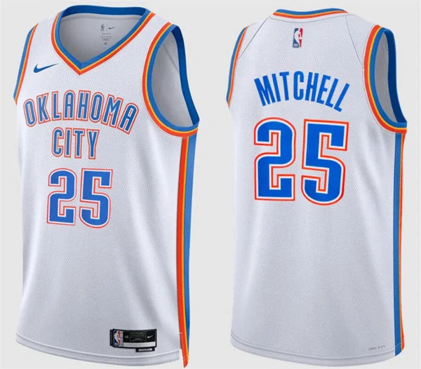 Mens Oklahoma City Thunder #25 Ajay Mitchell White Association Edition Swingman Jersey