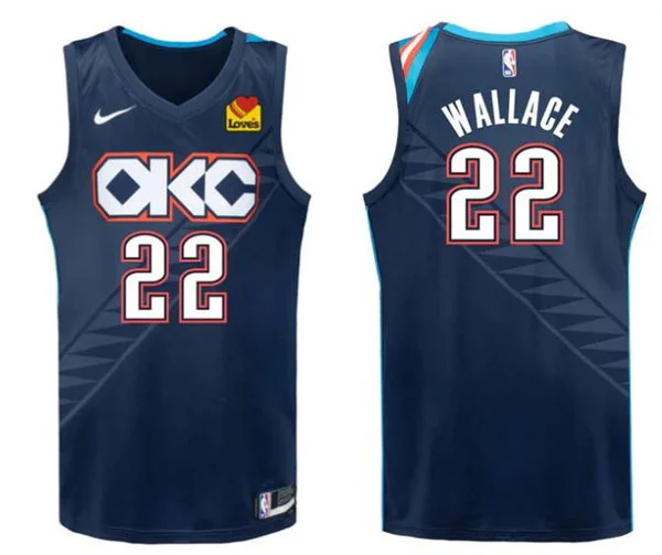 Mens Oklahoma City Thunder #22 Cason Wallace Navy 2025-26 City Edition Swingman  Jersey