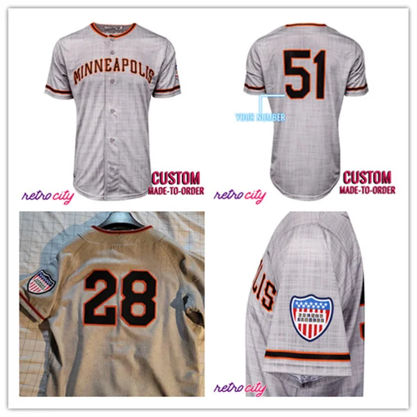 Minneapolis Millers Custom  1951 Vintage Gray Wool Baseball Jersey