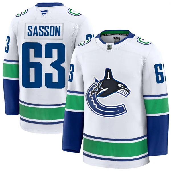Men's Vancouver Canucks #63 Max Sasson Fanatics Away White Premium Jersey