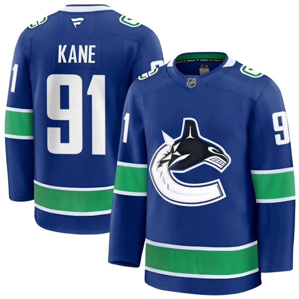 Men's Vancouver Canucks #91 Evander Kane Fanatics Home Blue Premium Jersey