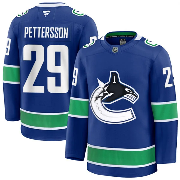Men's Vancouver Canucks #29 Marcus Pettersson Fanatics Home Blue Premium Jersey