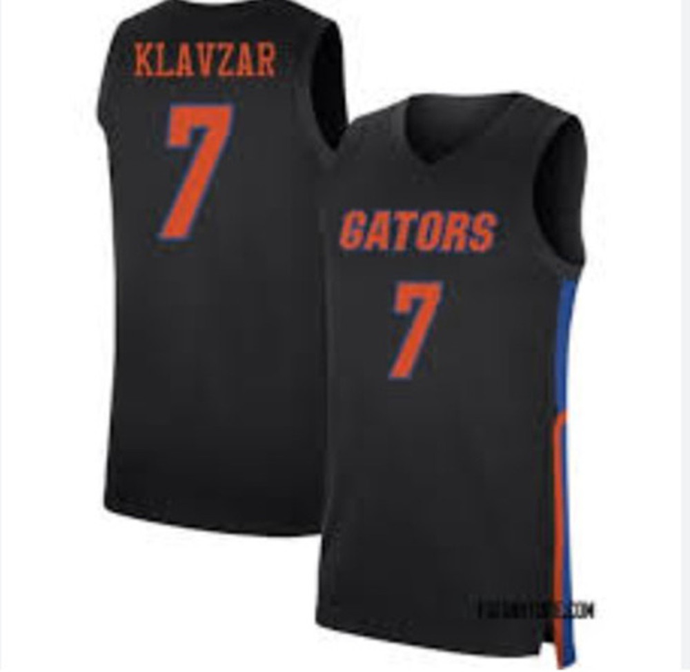 Florida Gators #7 Urban Klavzar Black College Basketball Game Jersey