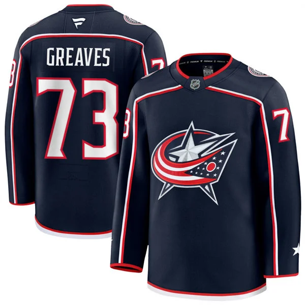 Mens Columbus Blue Jackets #73 Jet Greaves Fanatics Navy Home Premium Jersey