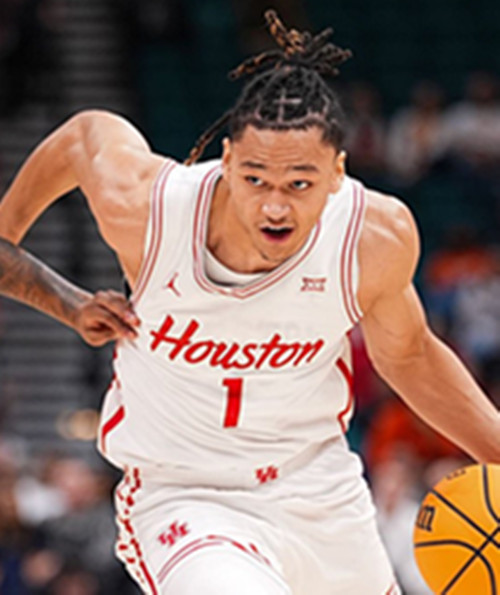 Houston Cougars #1 Isiah Harwell 2025 White Houston Basketball Game Jersey