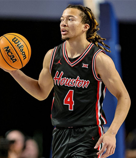 Houston Cougars #4 Kingston Flemings 2025 Black Houston Basketball Game Jersey