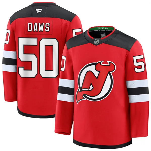 Mens New Jersey Devils #50 Nico Daws Fanatics Home Red Premium Jersey