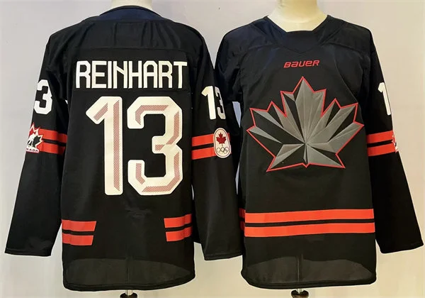 Mens Canada #13 Sam Reinhart 2026 Canada Olympic Hockey Black