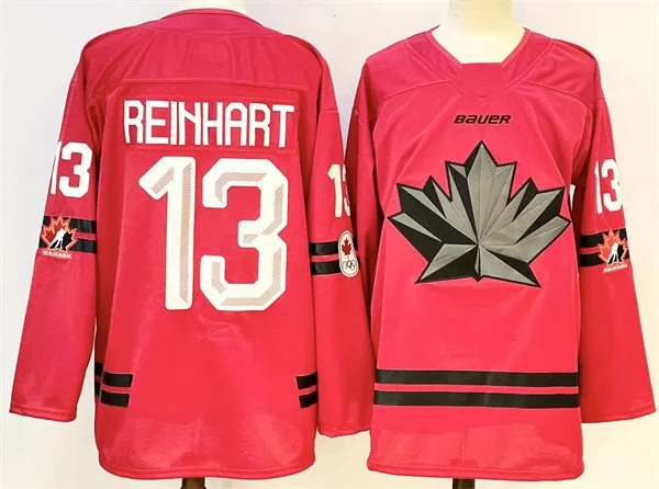 Mens Canada #13 Sam Reinhart 2026 Canada Olympic Hockey Red
