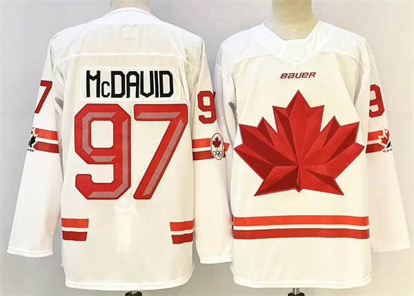 Men's Canada #97 Connor McDavid 2026 Canada Olympic Hockey White