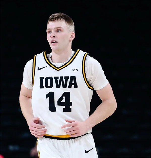 Iowa Hawkeyes #14 Bennett Stirtz 2025 -26 White College Basketball Game Jersey