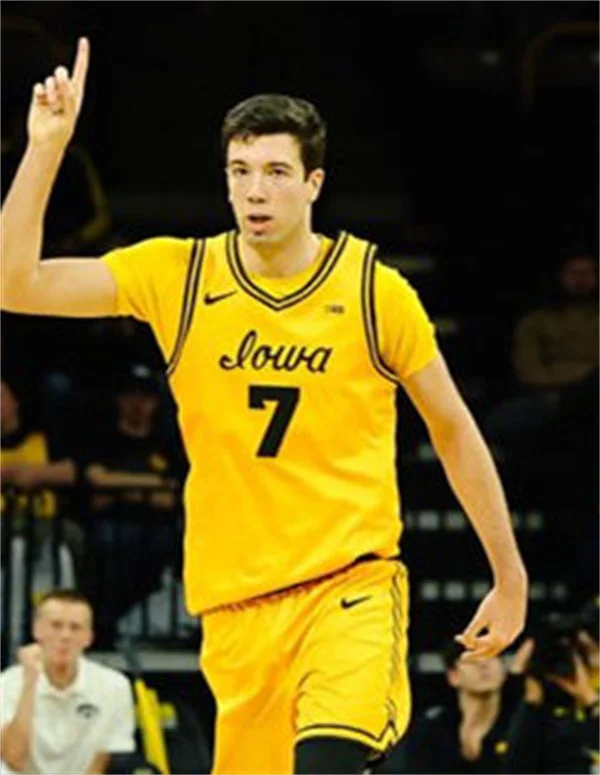 Iowa Hawkeyes #7 Alvaro Folgueiras 2026 Gold Basketball Game Jersey