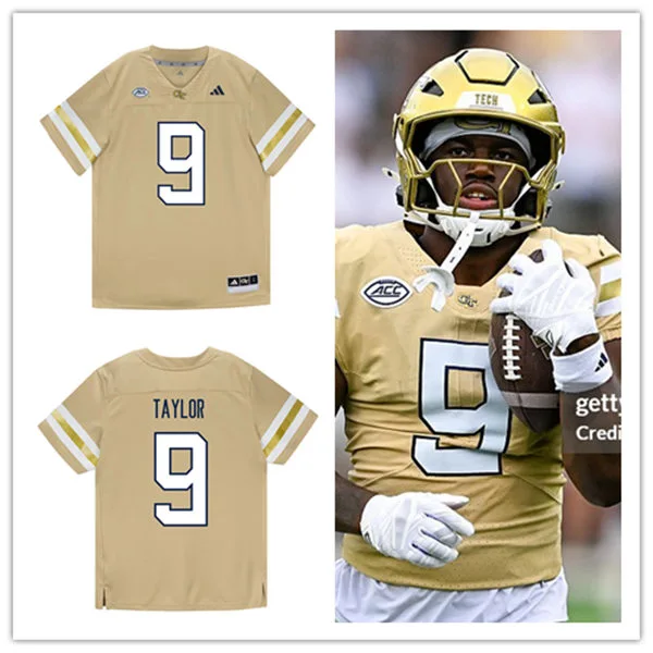 Georgia Tech Yellow Jackets #9 Zion Taylor 2025 Gold Football Game Jersey
