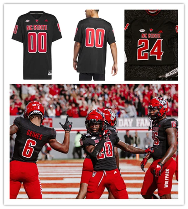 NC State Wolfpack Custom 2025 Black Football Game Jersey