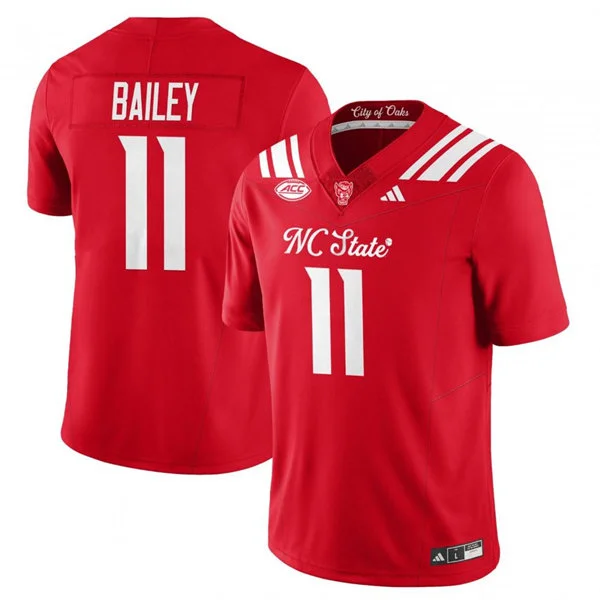 NC State Wolfpack #11 CJ Bailey 2025 Red THE CITY OF OAKS Football Jersey