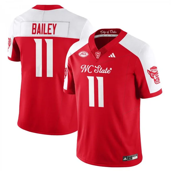 NC State Wolfpack #11 CJ Bailey Red White Gratitude Limited Football Jersey