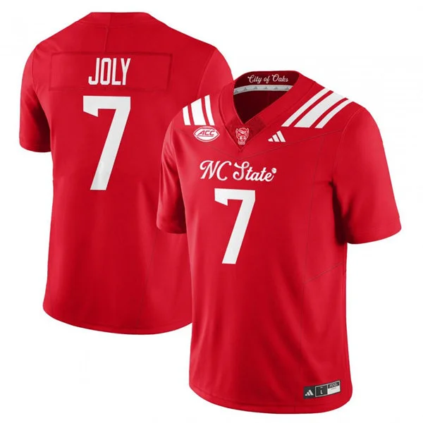 NC State Wolfpack #7 Justin Joly 2025 Red THE CITY OF OAKS Football Jersey