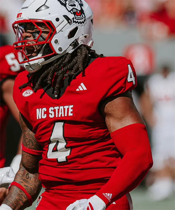 NC State Wolfpack #4 JAYDEN SCOTT 2025 Home Red Football Game Jersey