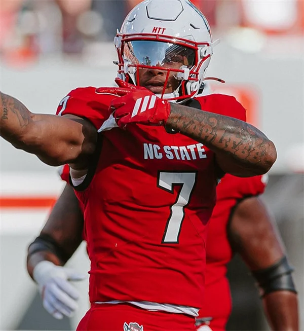 NC State Wolfpack #7 Justin Joly 2025 Home Red Football Game Jersey