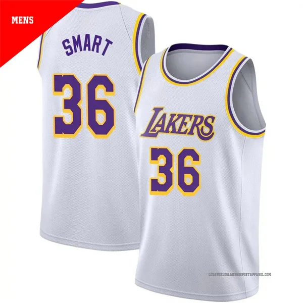 Mens Los Angeles Lakers #36 Marcus Smart Nike White Association Edition Swingman Jersey