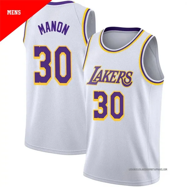 Mens Los Angeles Lakers #30 Chris Manon Nike White Association Edition Swingman Jersey
