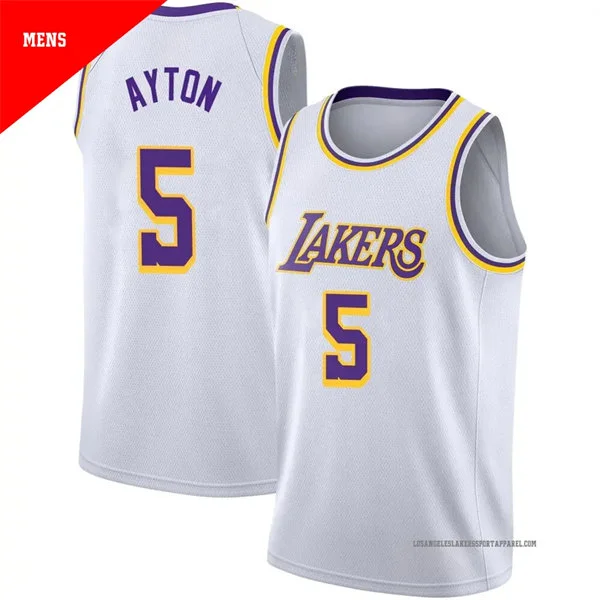 Mens Los Angeles Lakers #5 Deandre Ayton Nike White Association Edition Swingman Jersey