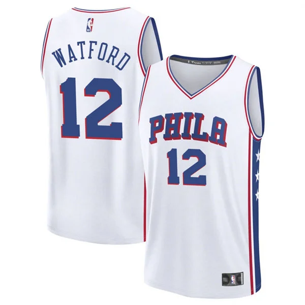 Mens Philadelphia 76ers #12 Trendon Watford Nike White Association Edition Swingman Jersey
