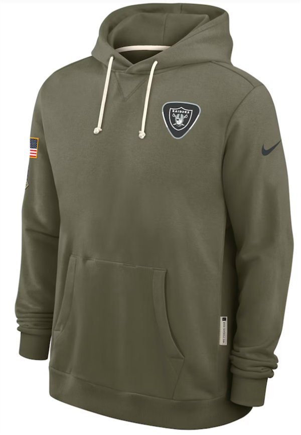Las Vegas Raiders Nike Olive 2025 Salute to Service Hoodie Embroidered Quality