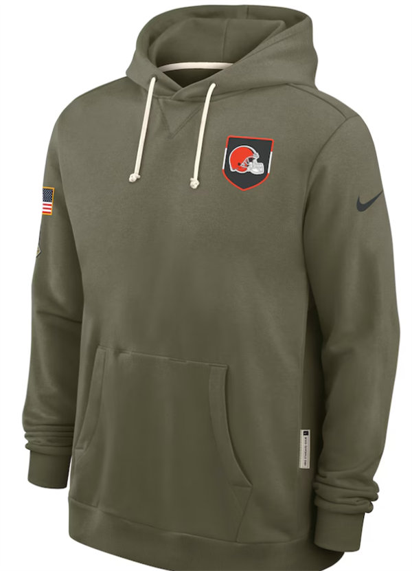 Cleveland Browns Nike Olive 2025 Salute to Service Hoodie Embroidered Quality