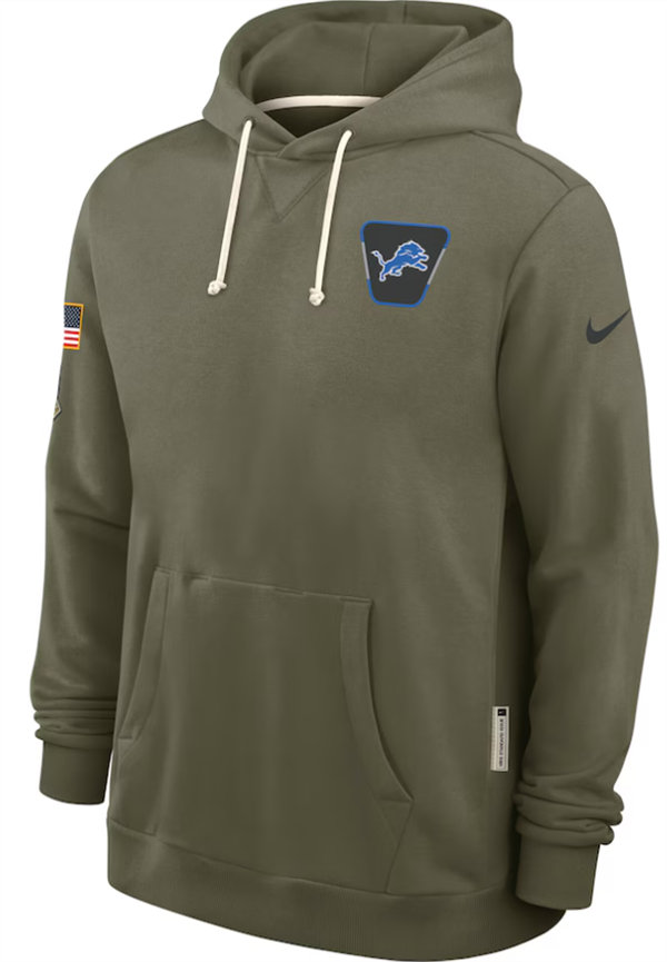 Detroit Lions Nike Olive 2025 Salute to Service Hoodie Embroidered Quality