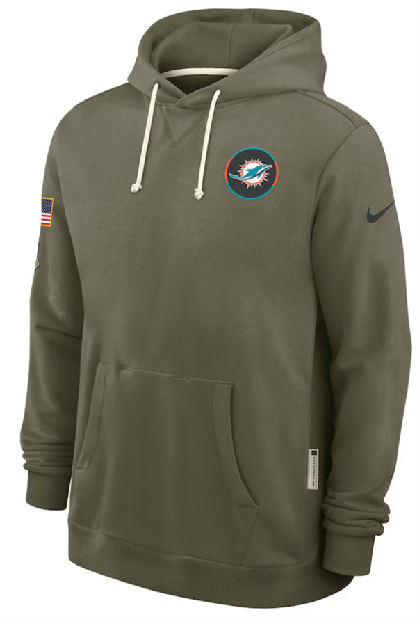 Miami Dolphins Nike Olive 2025 Salute to Service Hoodie Embroidered Quality
