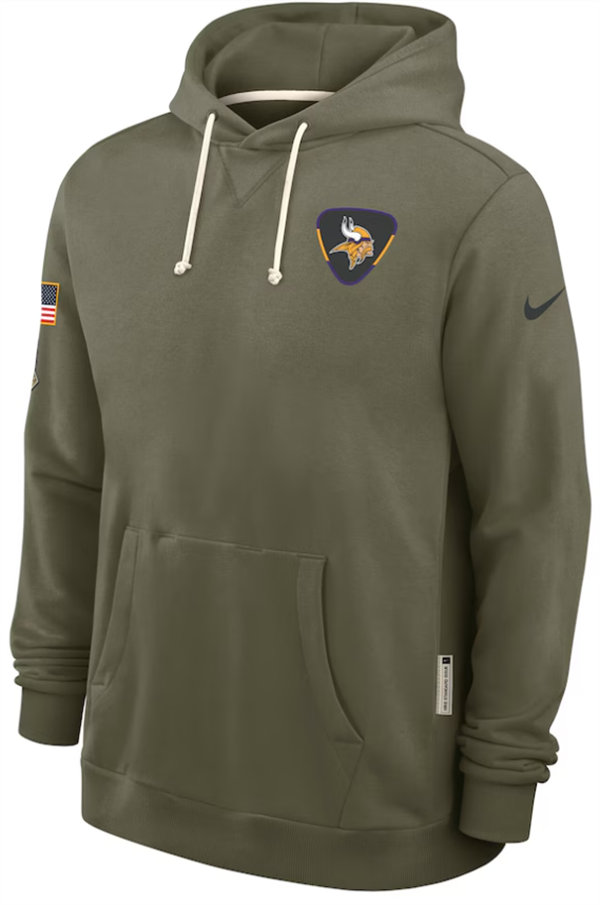 Minnesota Vikings Nike Olive 2025 Salute to Service Hoodie Embroidered Quality
