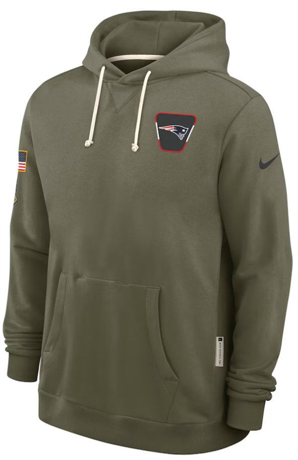 New England Patriots Nike Olive 2025 Salute to Service Hoodie Embroidered Quality