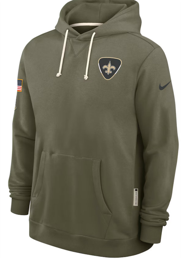 New Orleans Saints Nike Olive 2025 Salute to Service Hoodie Embroidered Quality
