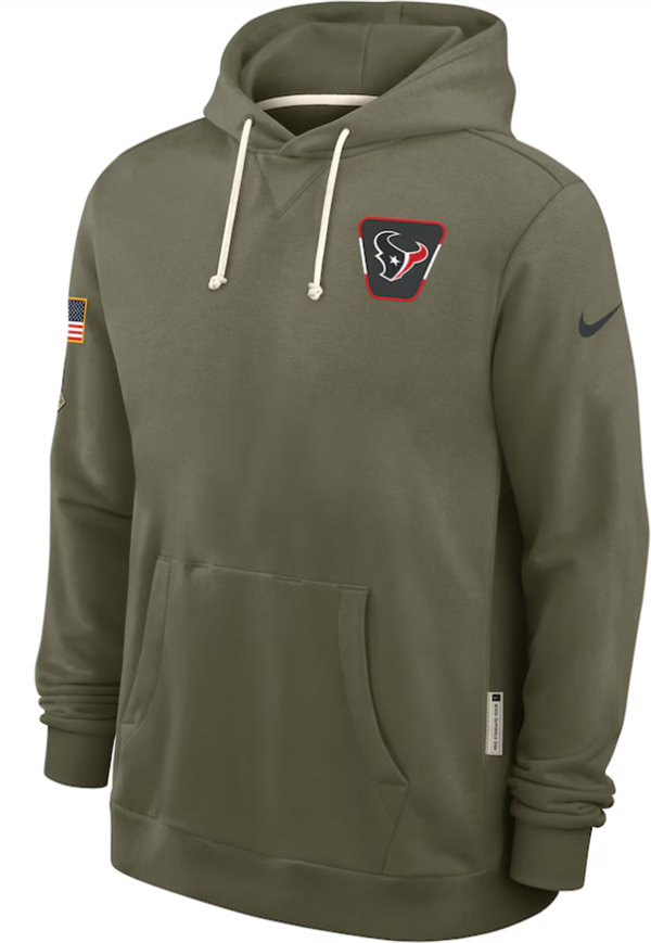 Houston Texans Nike Olive 2025 Salute to Service Hoodie Embroidered Quality