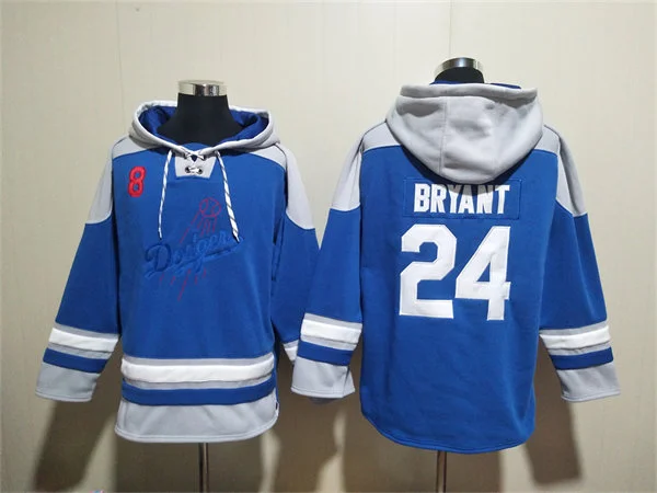 Embroidered Mens Los Angeles Dodgers #24 Kobe Bryant  Royal Pullover Hoodie