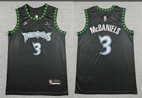 Men's Minnesota Timberwolves #3 Jaden McDaniels Black Trees Classic Edition Swingman Jersey