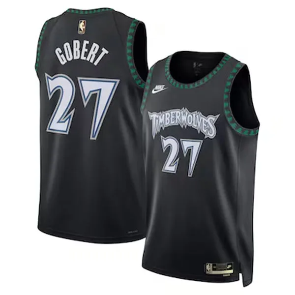 Men's Minnesota Timberwolves #27 Rudy Gobert Black Trees Classic Edition Swingman Jersey