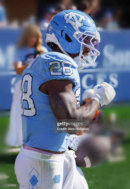 North Carolina Tar Heels #28 Benjamin Hall 2025 Blue F.U.S.E. College Football Game Jersey