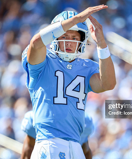 North Carolina Tar Heels #14 Max Johnson 2025 Blue F.U.S.E. College Football Game Jersey
