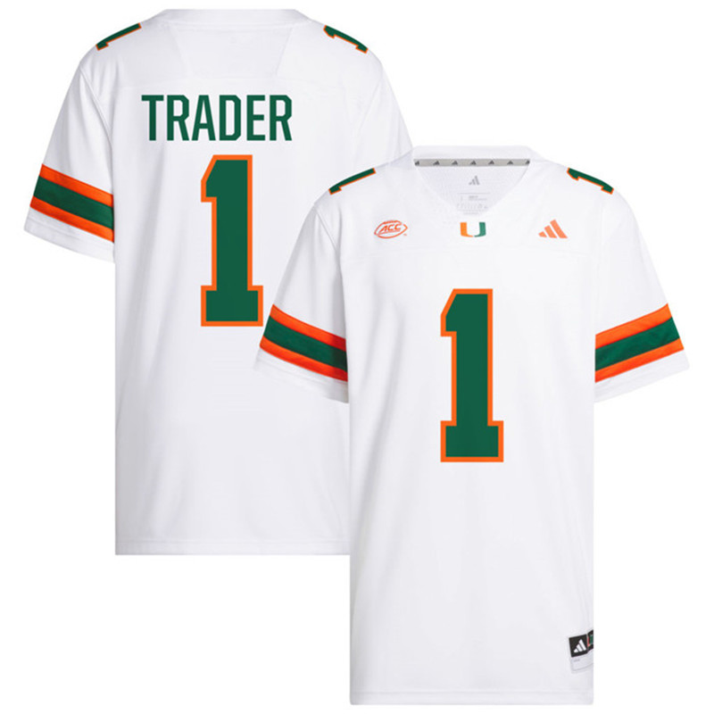 Miami Hurricanes #1 Joshisa Trader 2025 White College Football Game Jersey