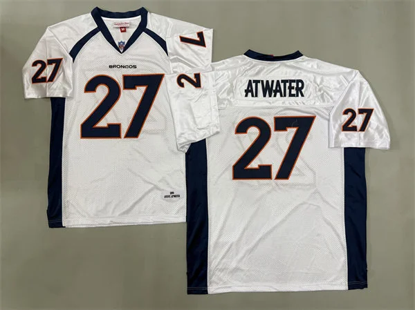 Mens Denver Broncos #27 Steve Atwater 1998 White Throwback Jersey